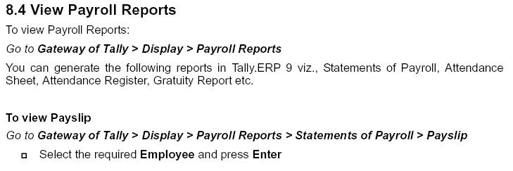 Payroll reports in Tally.ERP 9