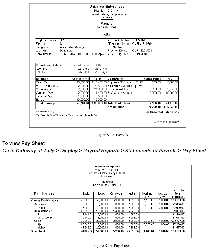 Payroll Reports in Tally