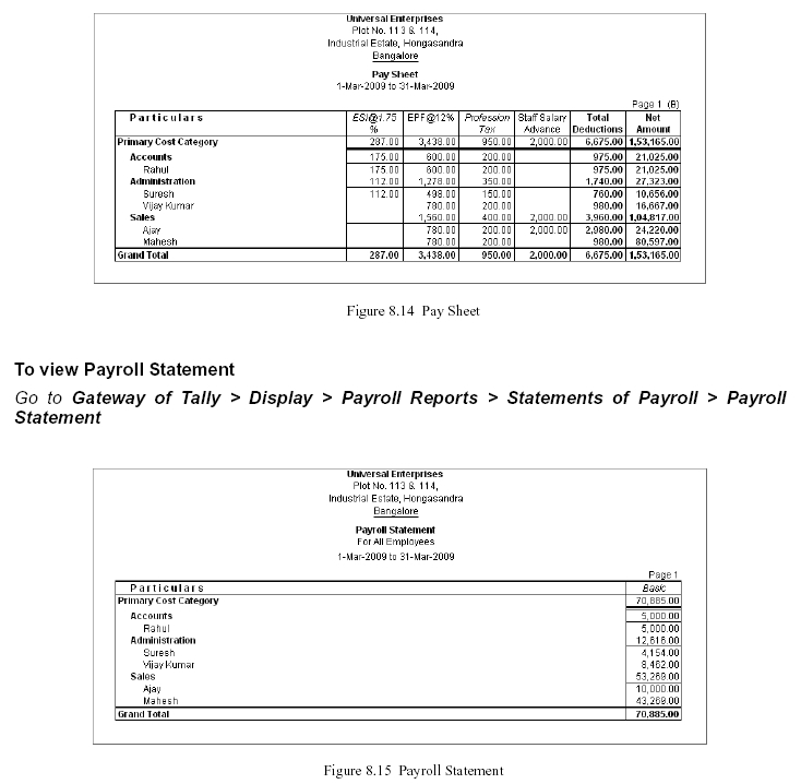 Payroll Reports in TallyERP 9