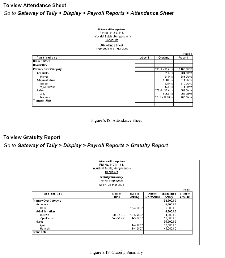Payroll Reports in-TallyERP9