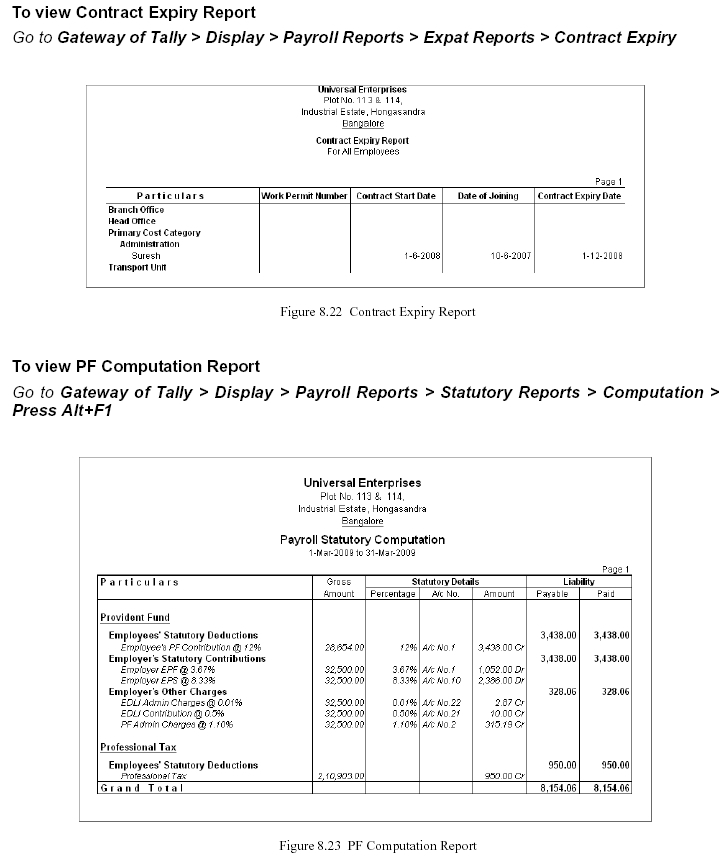 Payroll Reports in-TallyERP9
